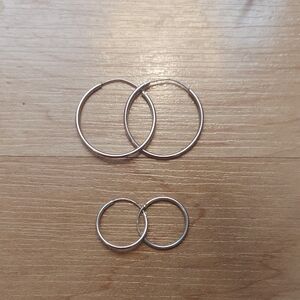 2 Pairs of Lightweight Sterling Silver Hoops
